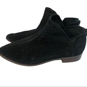 Kelsi Dagger Brooklyn Ankle Boot Black Size 9 Perforated Suede Leather